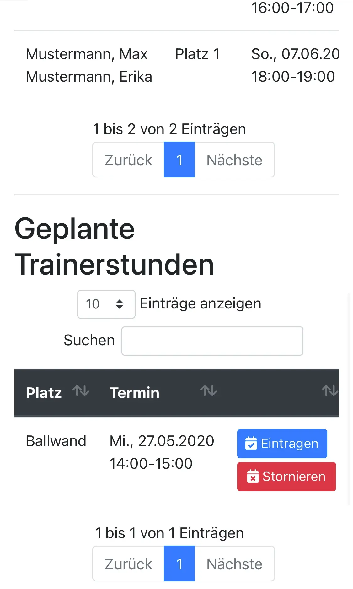 Geplante Trainerstunden